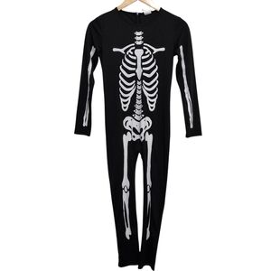 Youth Large One Piece Onesie Skeleton Halloween Costume Gender Neutral Back Zip